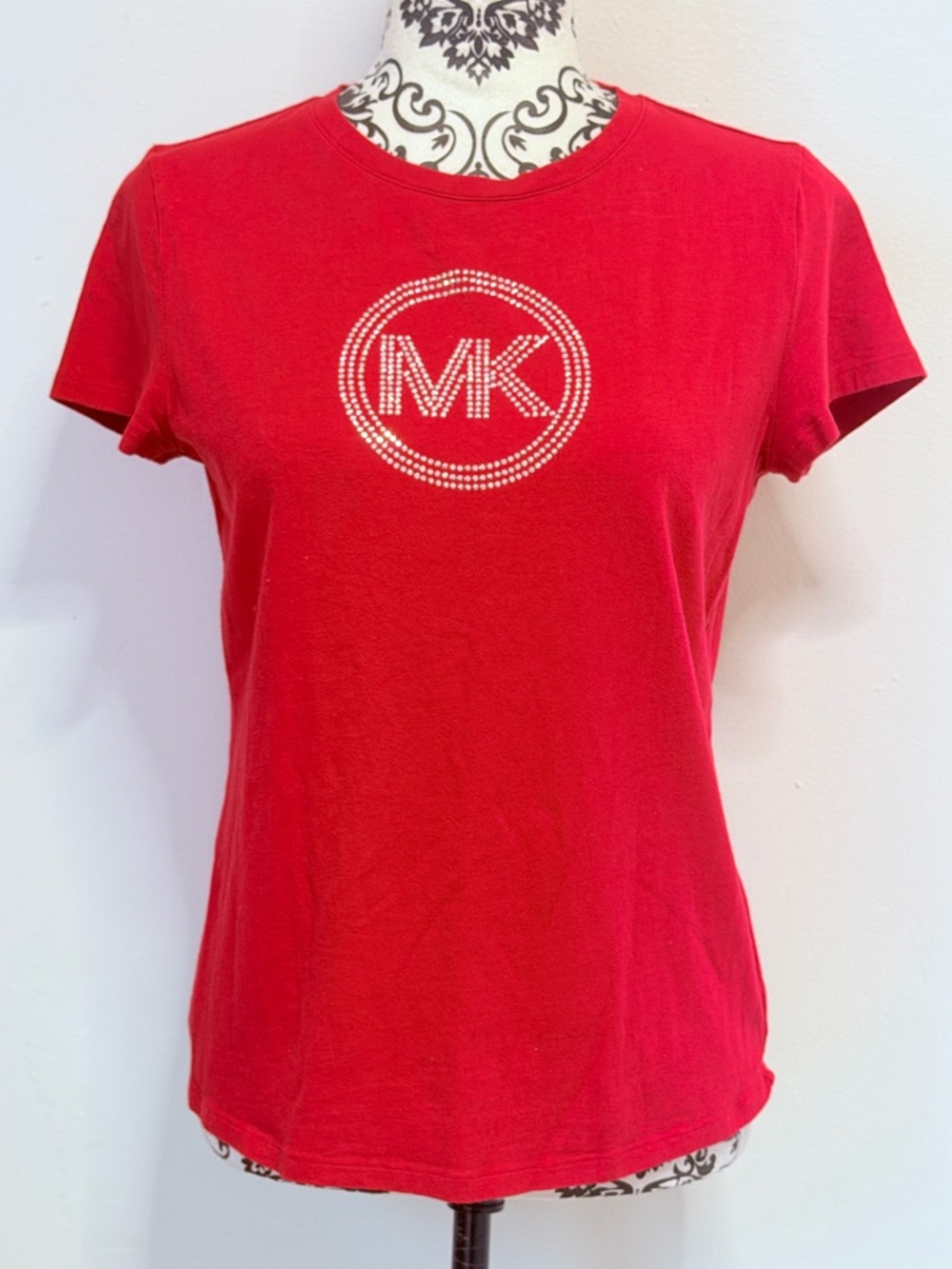 Michael Kors Red Logo Crystal-Embellished Tee medium